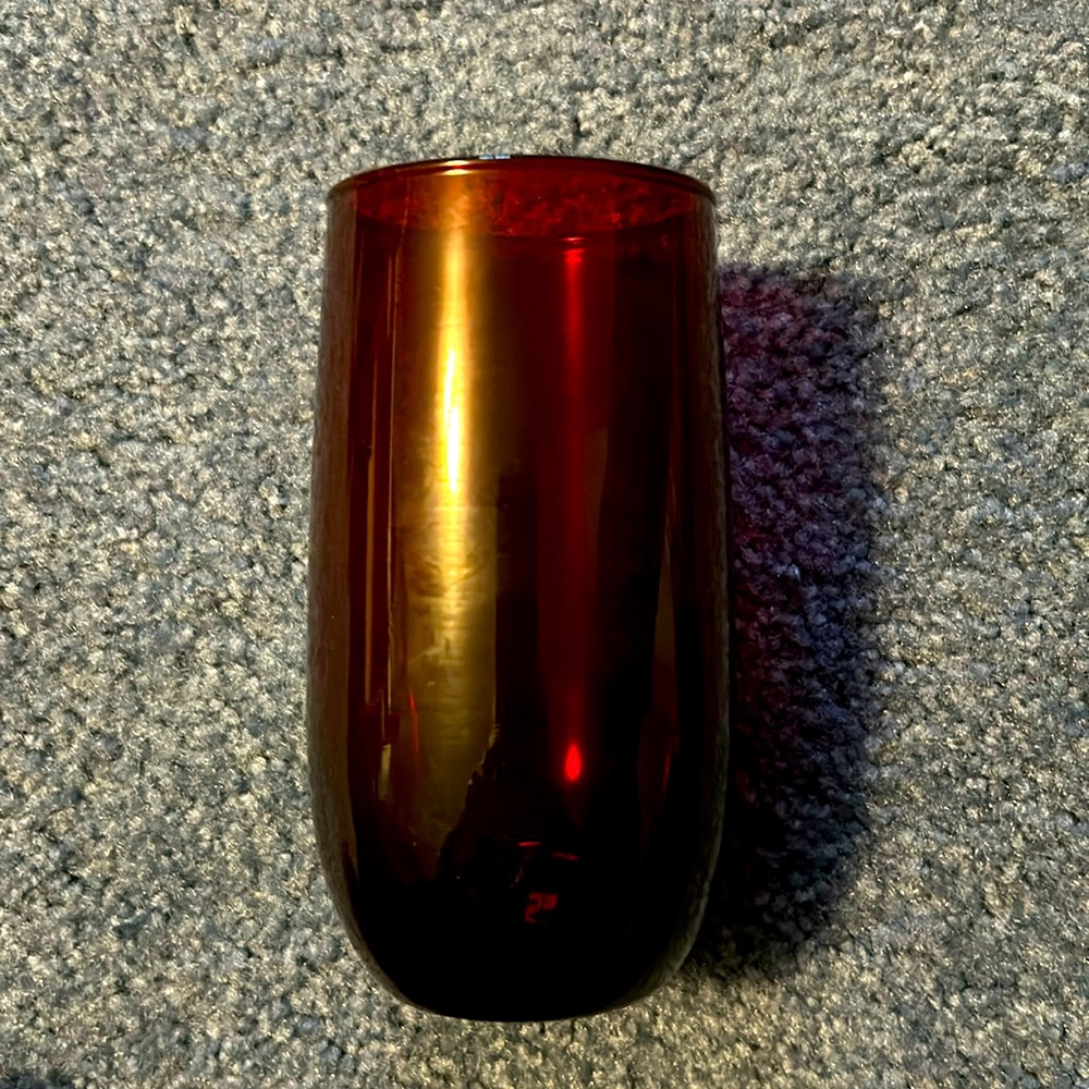 4 vintage red drink glasses